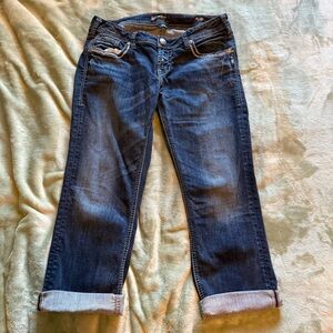 Akiko Mid Capri Dark Blue Cropped Jeans